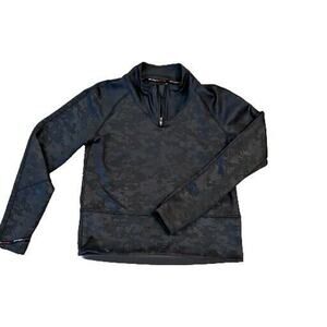 Spyder Camo Active Shirt Zip Neck Black On Black Medium Soft Stretchy SportsWear